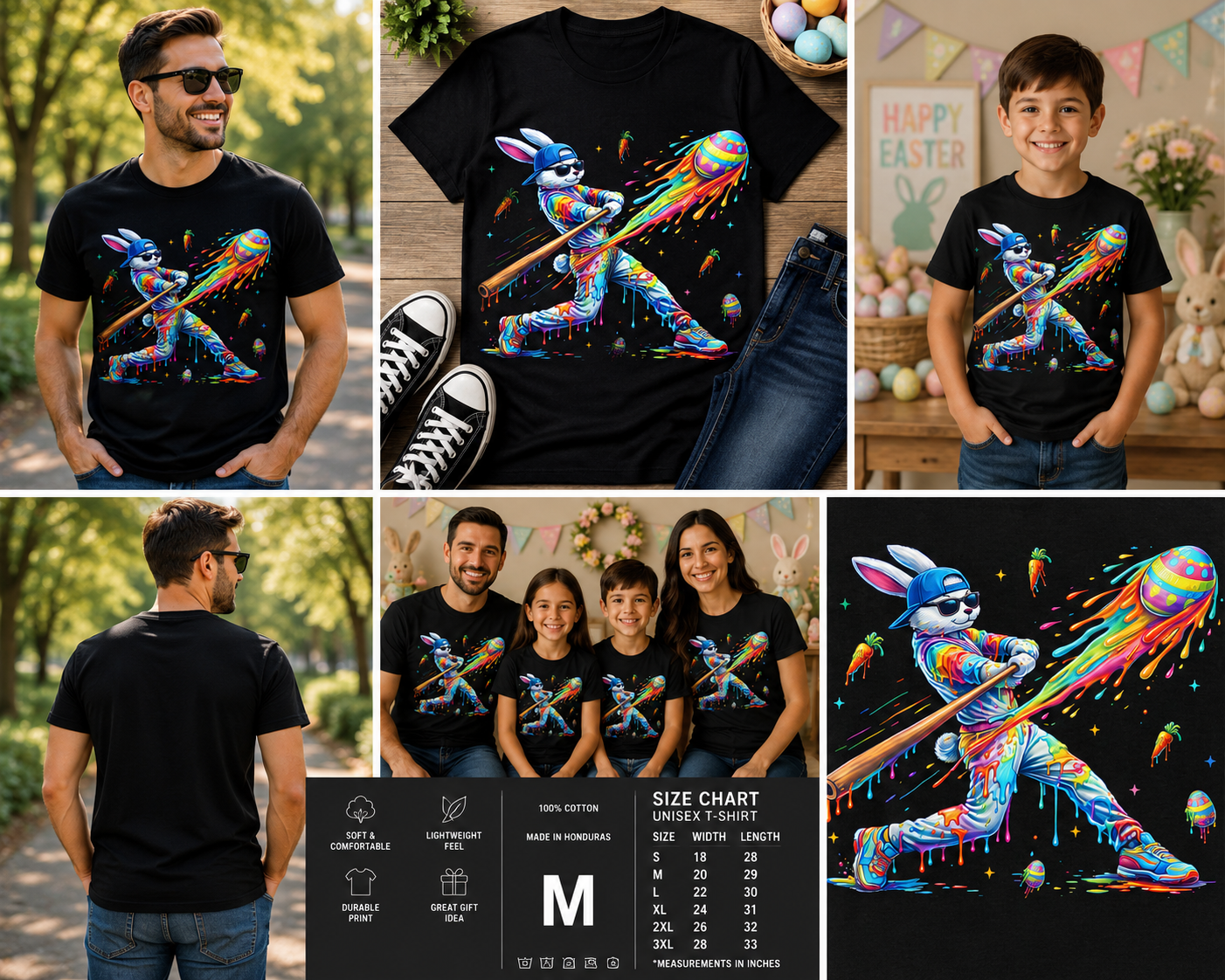 Easter Bunny Baseball T-Shirt | Funny Holiday Graphic Tee for Men, Boys & Kids
