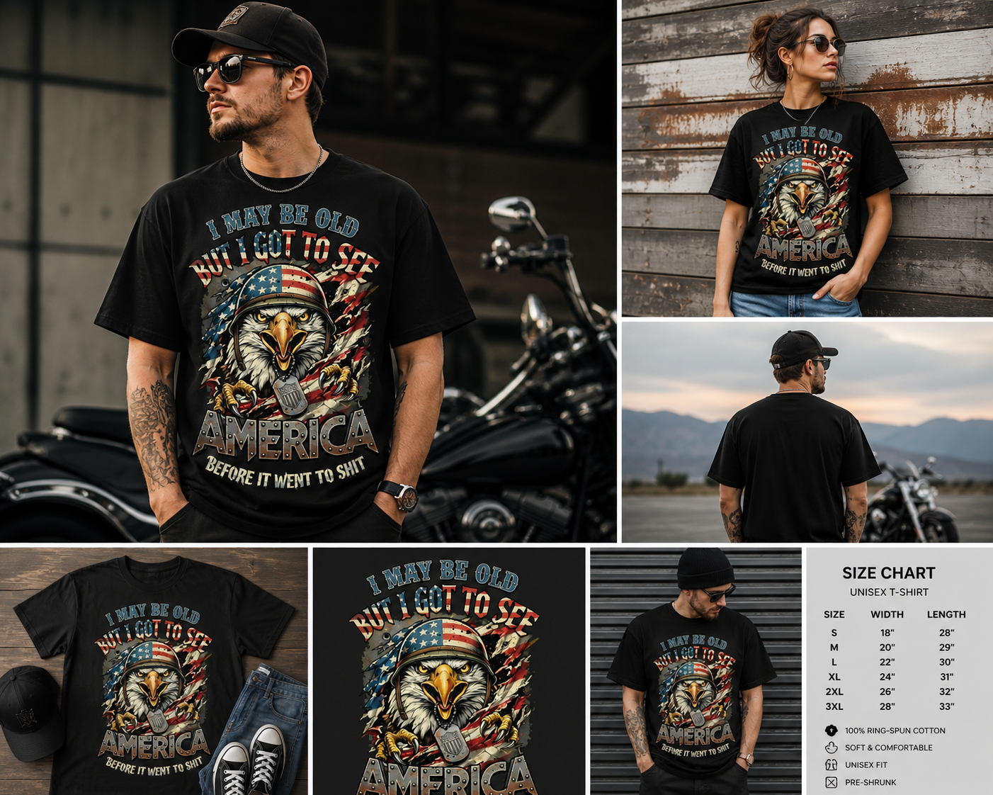 Vintage Eagle Patriotic Graphic T-Shirt – Retro USA Unisex Tee