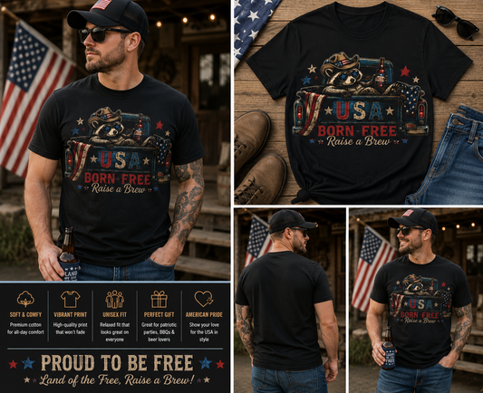 Patriotic Raccoon Beer T-Shirt – Retro USA Independence Day Tee
