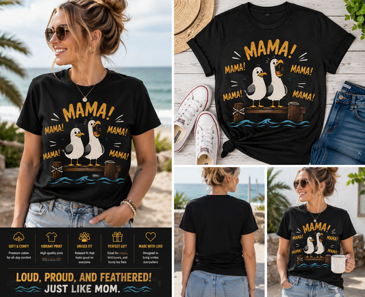Funny Seagull Mom Mom Mom Shirt – Cute Bird Meme Tee