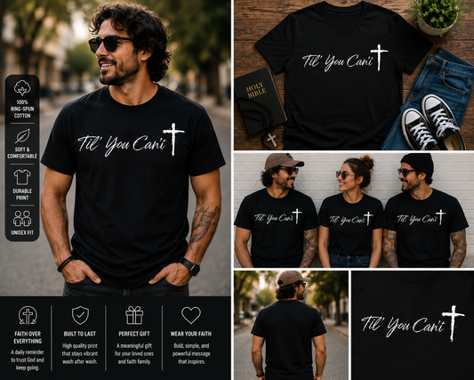 Til You Can't Christian Cross Unisex Graphic T-Shirt